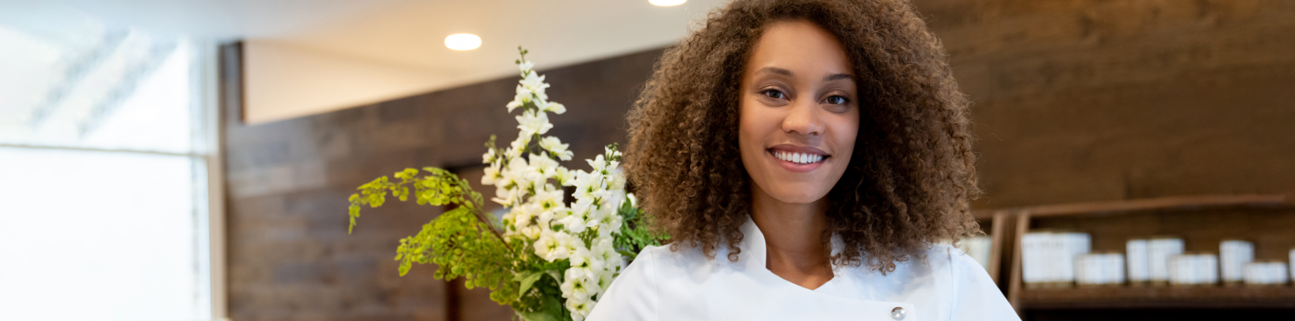 woman standing on a massage clinic