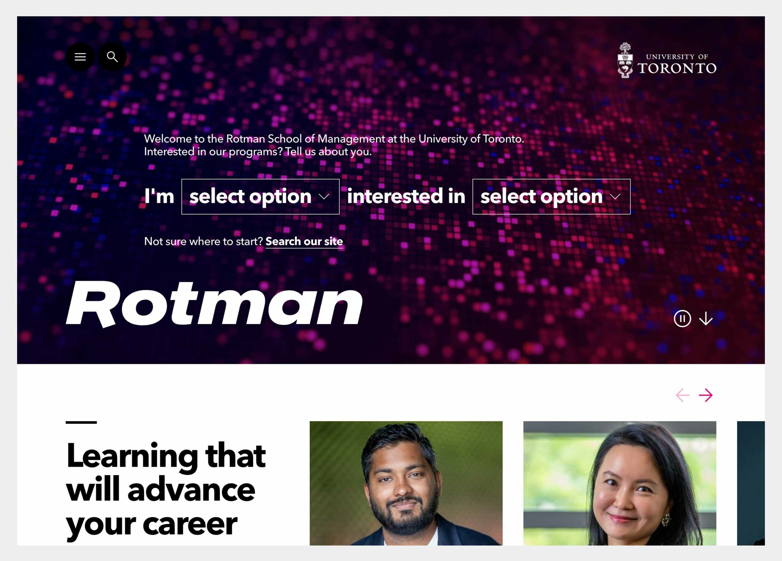 Screenshot of University of Toronto Online.