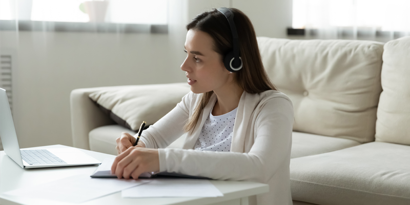 Woman studying medical terminology course online