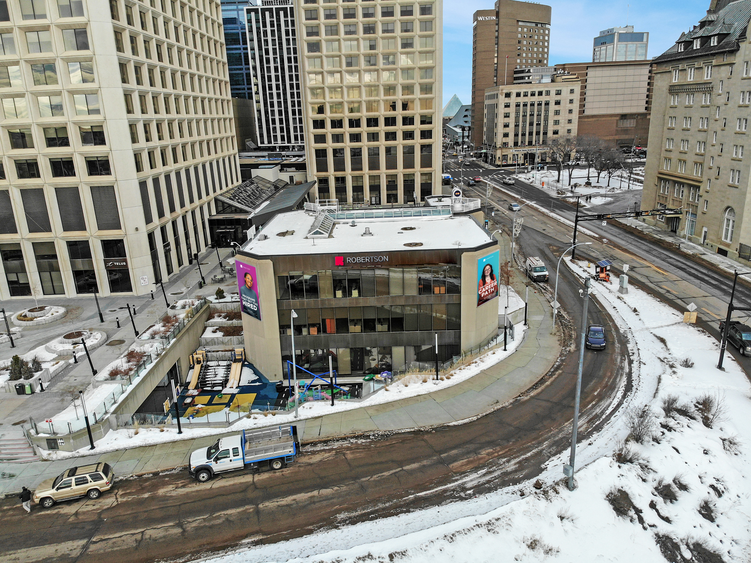 exterior image of Robertson's new campus in Downtown Edmonton