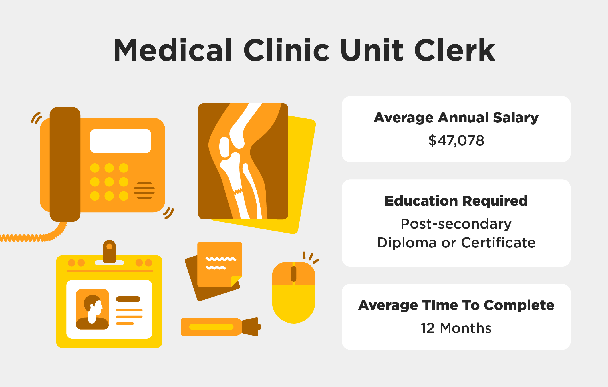 Illustration describing the medical clinic clerk role