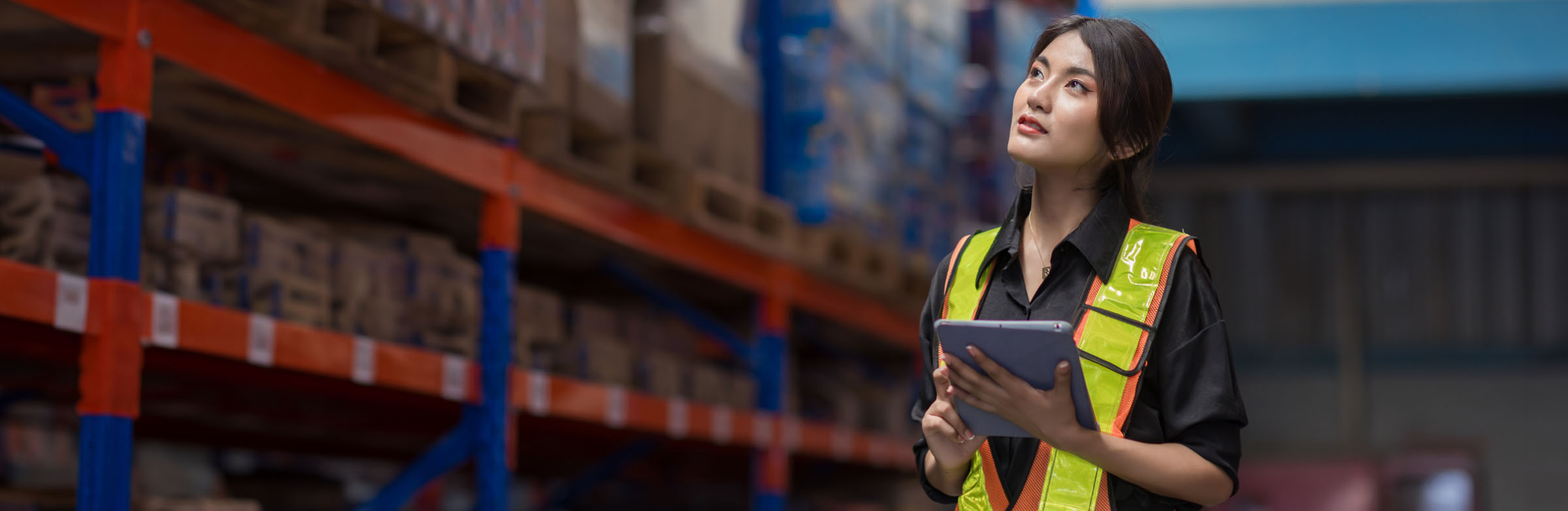 Photo of employee examining merchandise in a warehouse