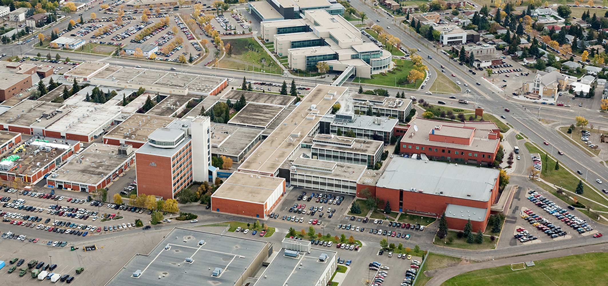 Aerial view of Northern Alberta Institute of Technology’s sprawling Edmonton campus.